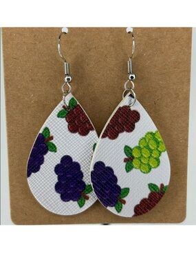 Mini Faux Leather Teardrop Earrings Grapes fruit Fashion Jewelry